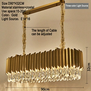 Luxury Crystal Chandelier Modern Simple Living Room Dining Room Gold Round Pendant Lights