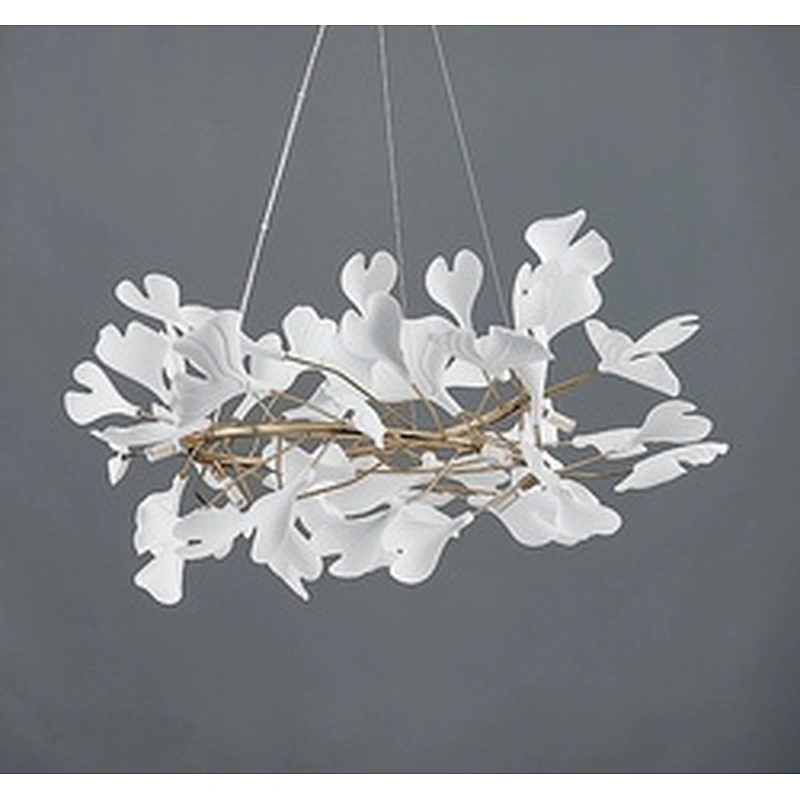 Simple white copper ceramic leaf dining room chandeliers, Nordic designer, iron ceramic chandeliers&pendant lights