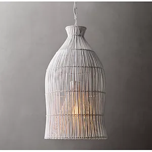 Wicker Woven Lamp Pendent Lamp Answer Ancient Cane Art Bedroom Rustic Rebecca Lighting Rattan 80 for Living Room Bedroom 2-year
