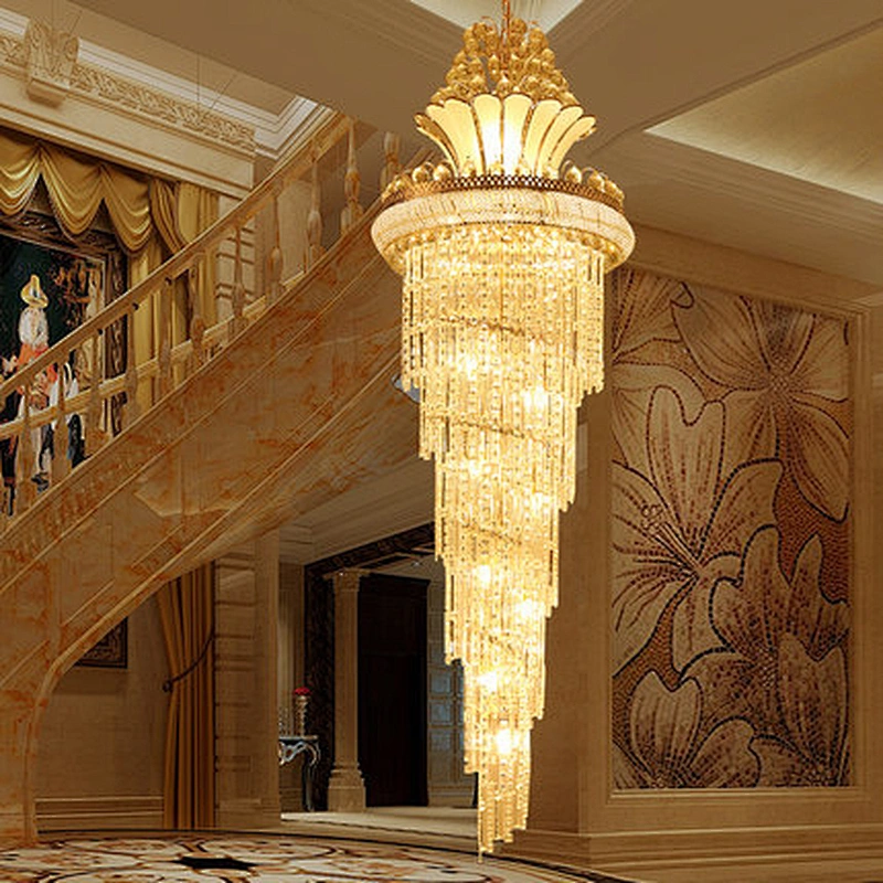 European style LED Crystal Hotel lobby chandeliers luxury villa staircase chandeliers