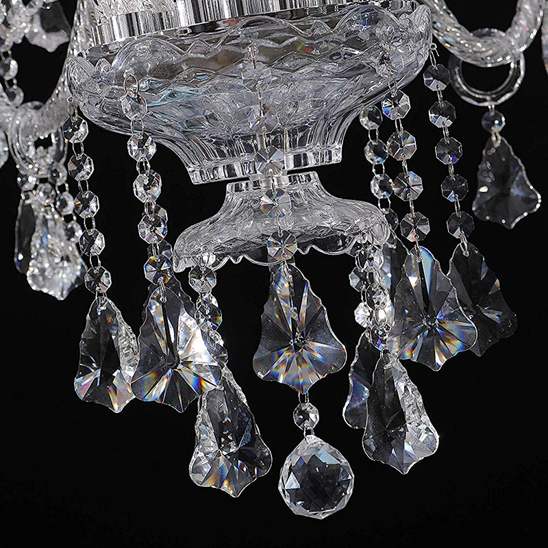 Modern glass crystal  luxury clear  chandelier pendant lights with candle bulb chrome and golden finish
