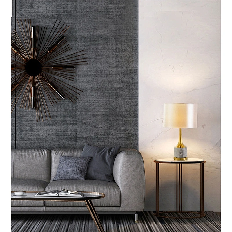 Creative iron marble cloth table lamp Hotel living room bedroom study bed light luxury desk lamp