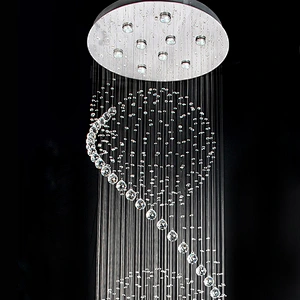 Modern Spiral Beaded String Hanging Luxury  K9 Crystal Chandelier Pendant Lighting