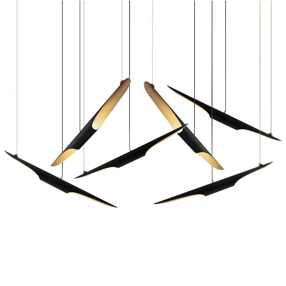 Modern nordic indoor lighting  metal tube black gold aluminum led ceiling light pendant lamp