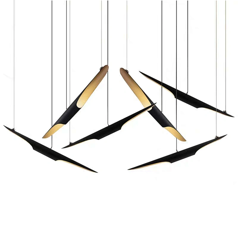 Modern nordic indoor lighting  metal tube black gold aluminum led ceiling light pendant lamp