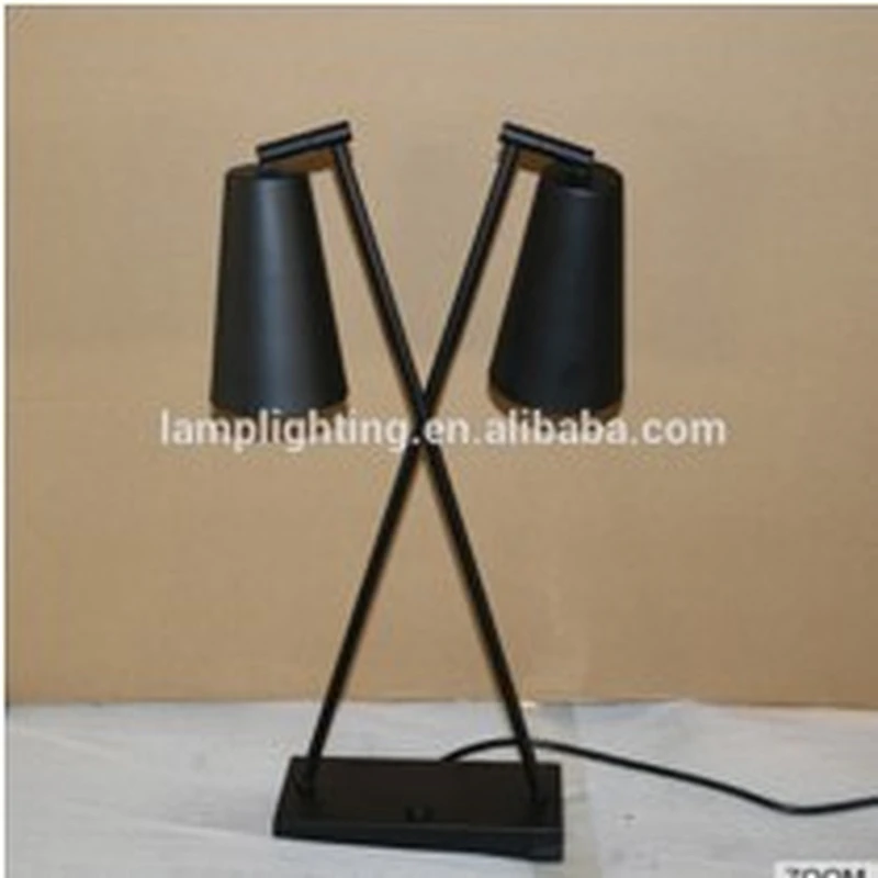 Adjustable Double Heads Black Bedside Reading Desk Lamp Led Table Lamps