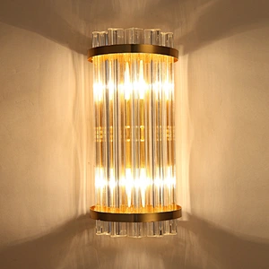Modern Nordic Garden Corridor Glass Crystal Luxury Bedside Vintage Wall Lamp