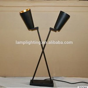 Adjustable Double Heads Black Bedside Reading Desk Lamp Led Table Lamps