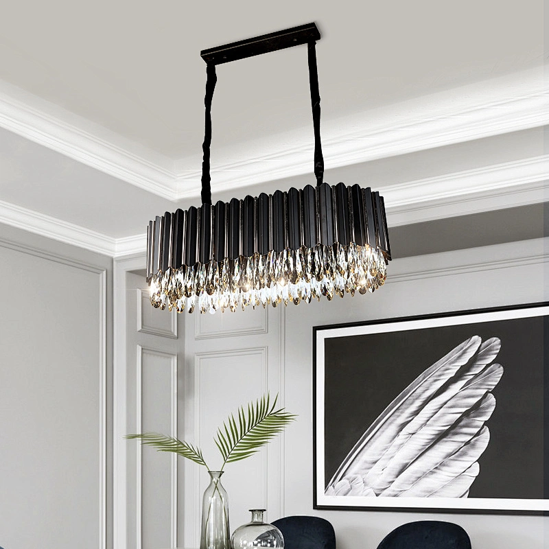 Modern french empire round dining room luxury led stainless steel k9 crystal lights chandelier