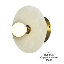Modern indoor nordic hotel brass marble luxury bedside reading light wall lamp