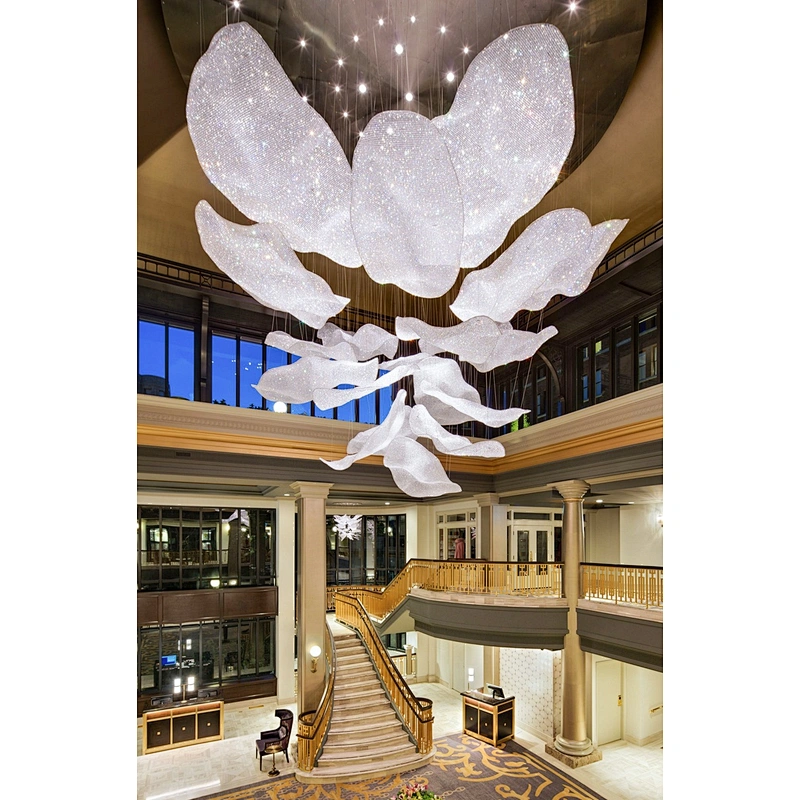 Modern Hotellobby Decorative Lighting Luxury Big Crystal Chandelier Hotel 3 Years White 80 Pineapple Bead Clear 30*LED 7w 2-year