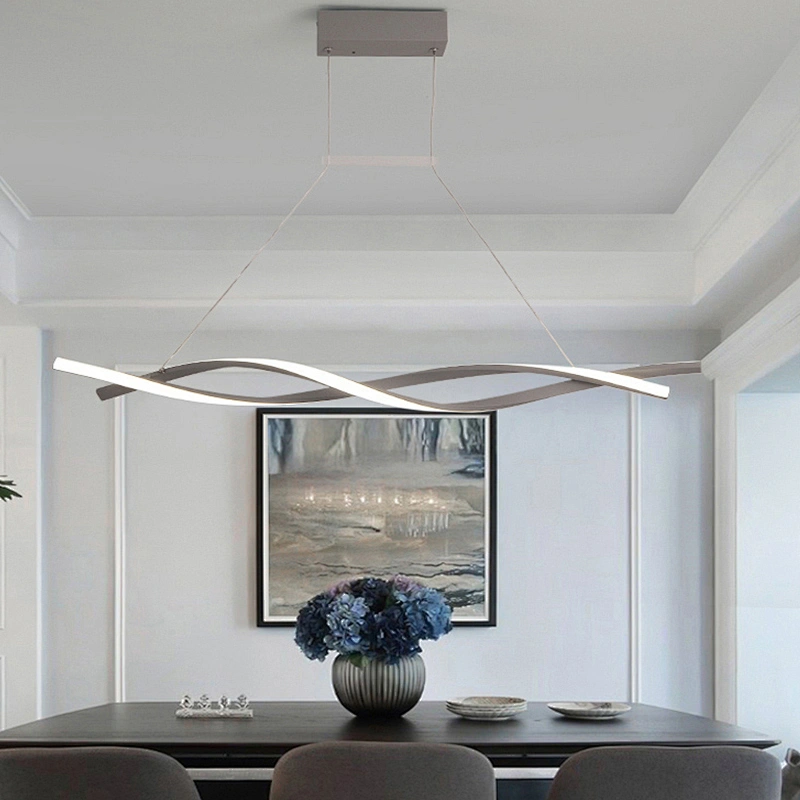 Modern Nordic design Spiral restaurant kitchen home aluminum black led chandelier