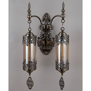 15W E27 single-headed ice-cracked glass lampshade, iron wall lamp, double-headed handmade hotel ambience wall lamp
