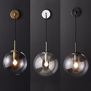 Nordic bedroom bedside living room sofa background wall round glass bulb wall lamp