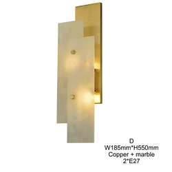 Modern indoor nordic hotel brass marble luxury bedside reading light wall lamp