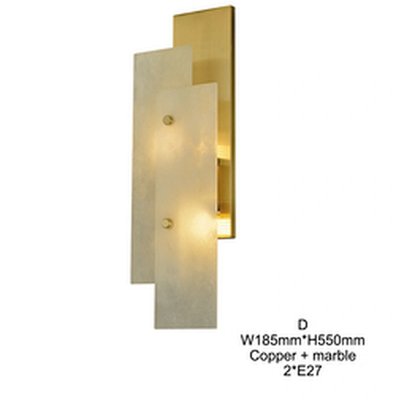 Modern indoor nordic hotel brass marble luxury bedside reading light wall lamp