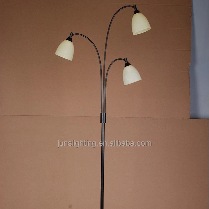 Height Adjustable 3 Arm Opal Glass Floor Lamp Flexible Arm Unique Glass Floor Lamps