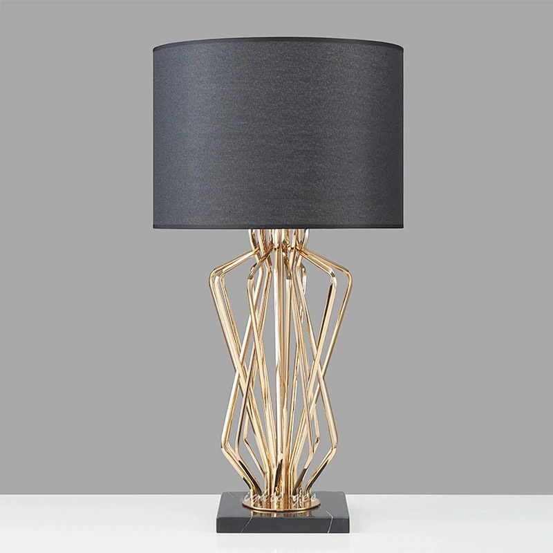 Wholesale modern luxury bes side E27 marble gold fabric table lamp
