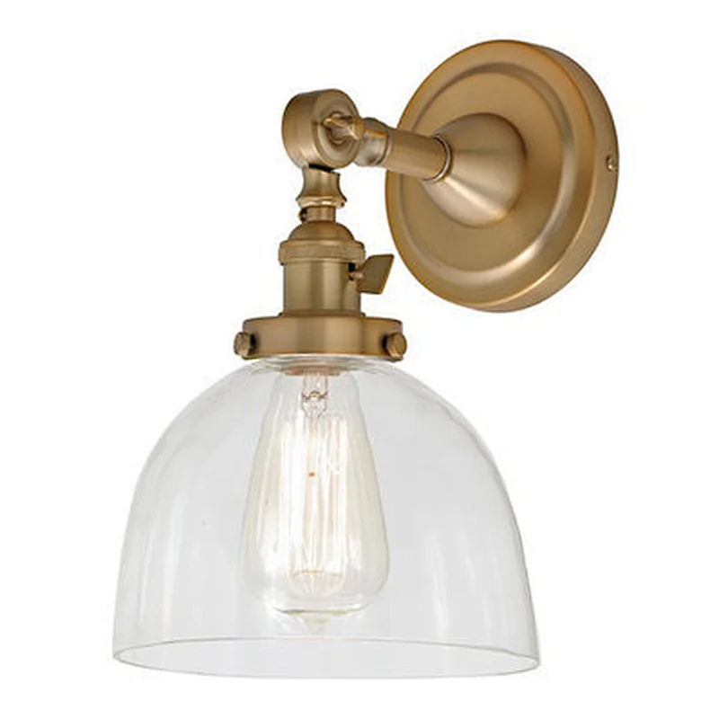 Modern vintage industrial bed side led brass wall lamp
