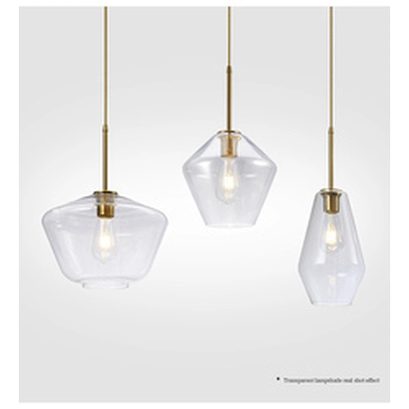 Modern dining room glass chandelier dining room table industrial style coffee shop western restaurant lamp aluminum light