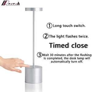 Modern Restaurant Cordless Rechargeable Usb Led Table Lamp Hotel Desk Lamps