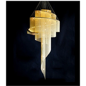 Large Living Room Villa Exhibition Hall Golden Ceiling Crystal Chandelier Hotel Project Tassel Revolving Staircase Chandelier