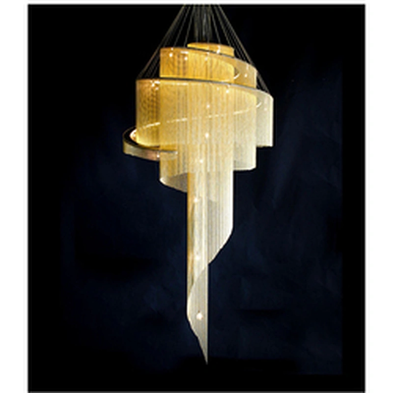 Large Living Room Villa Exhibition Hall Golden Ceiling Crystal Chandelier Hotel Project Tassel Revolving Staircase Chandelier