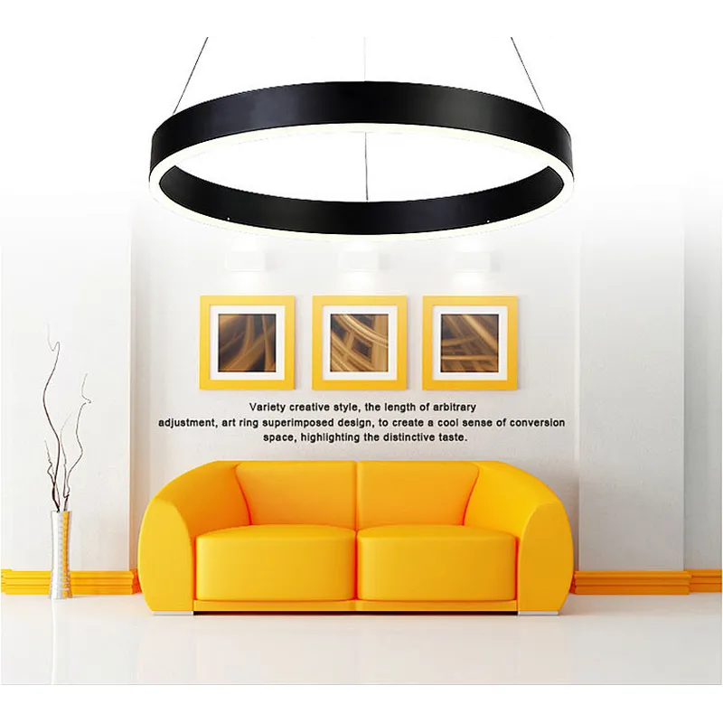 Modern simple creative big circle LED sitting room pendant lamp