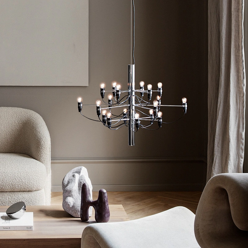 Modern nordic dining room staircase black ball chandelier
