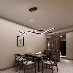 Modern Nordic design Spiral restaurant kitchen home aluminum black led chandelier