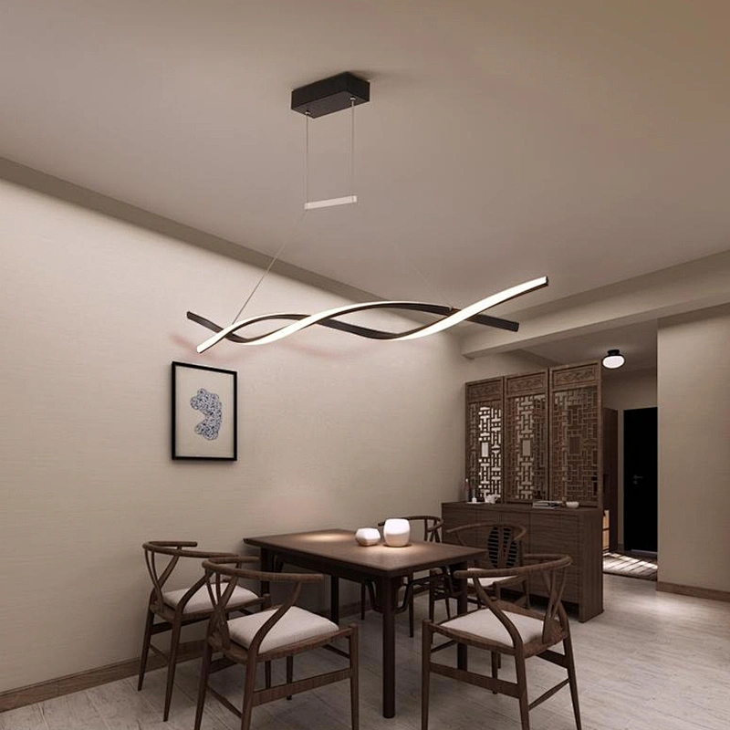 Modern Nordic design Spiral restaurant kitchen home aluminum black led chandelier