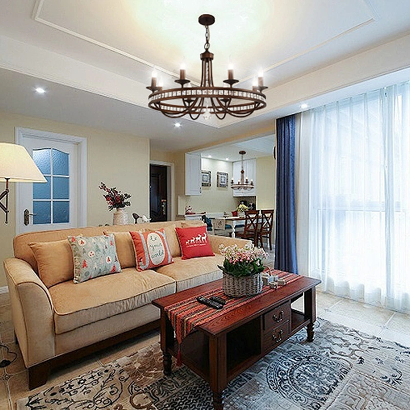 Modern Simple Village Crystal Chandelier Iron Pendant Light For Living Room