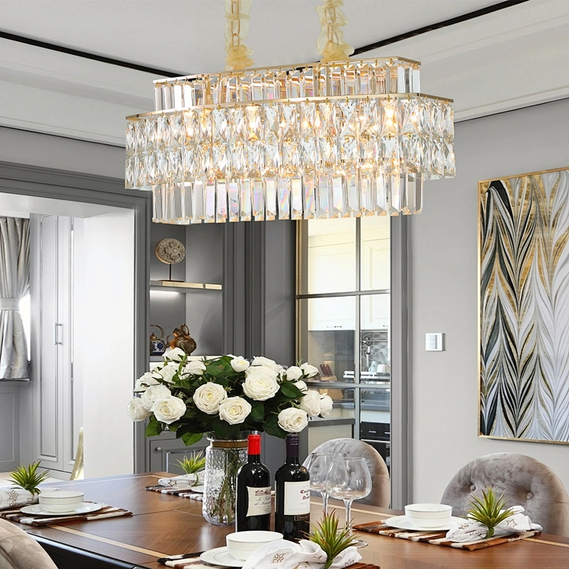 Modern lustre cristal rectangle dinding room  luxury new crystal lighting chandelier