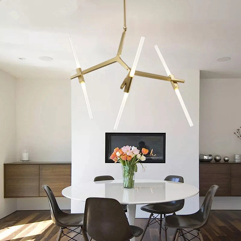 Home Decor Lighting Adjustable LED Pendant Lamp Chandelier Nordic Style Glass Tube Luxury Hanging Decorative Modern European 360