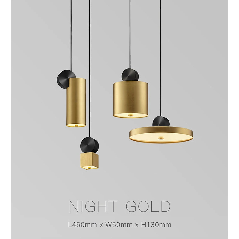 Modern Designer Dining Room Geometric Chandeliers Gold and Black Wire Drawing Iron Acrylic Chandeliers&pendant lights