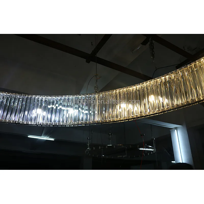 Big Circle Crystal Strip Project Pendant Lamp With 2 Color Light Chandeliers Pendant Lights
