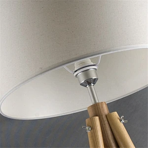 Modern Simple White shade Tripod Standing Wood Floor Lamp for Living Room