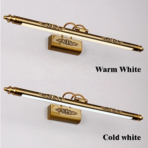 New European Style Led Wall Lamp Luxury Bedroom Bathroom Makeup Vanity Mirror Light 3000-6000k Warm White Knob Switch Aluminum