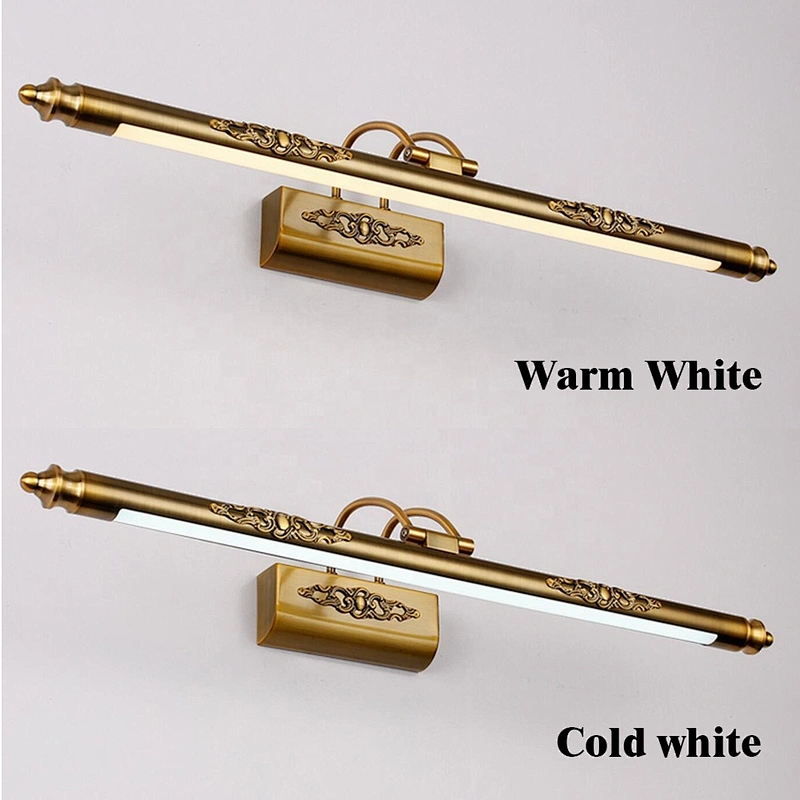 New European Style Led Wall Lamp Luxury Bedroom Bathroom Makeup Vanity Mirror Light 3000-6000k Warm White Knob Switch Aluminum