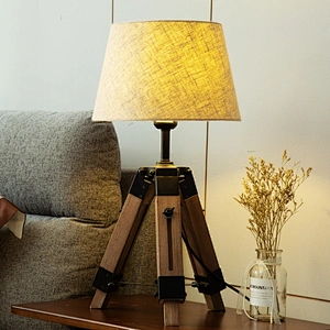 Contemporary hotel living room adjustable wooden tripod standing floor lamp