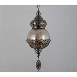 15W E27 creative handmade ice cracked glass lampshade hotel restaurant chandelier iron Moroccan style hollow chandelier