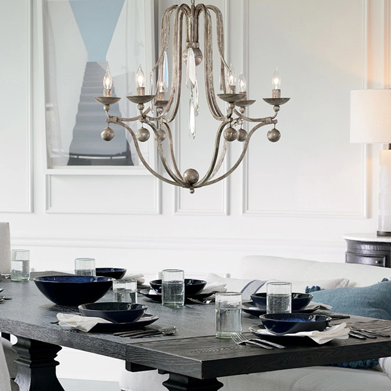 Custom candlestick hotel villa ambience chandeliers iron six-headed lighting classical Moroccan style chandeliers&pendant lights