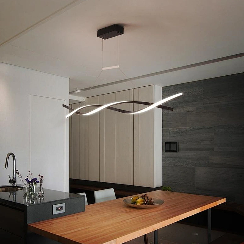 Modern Nordic design Spiral restaurant kitchen home aluminum black led chandelier
