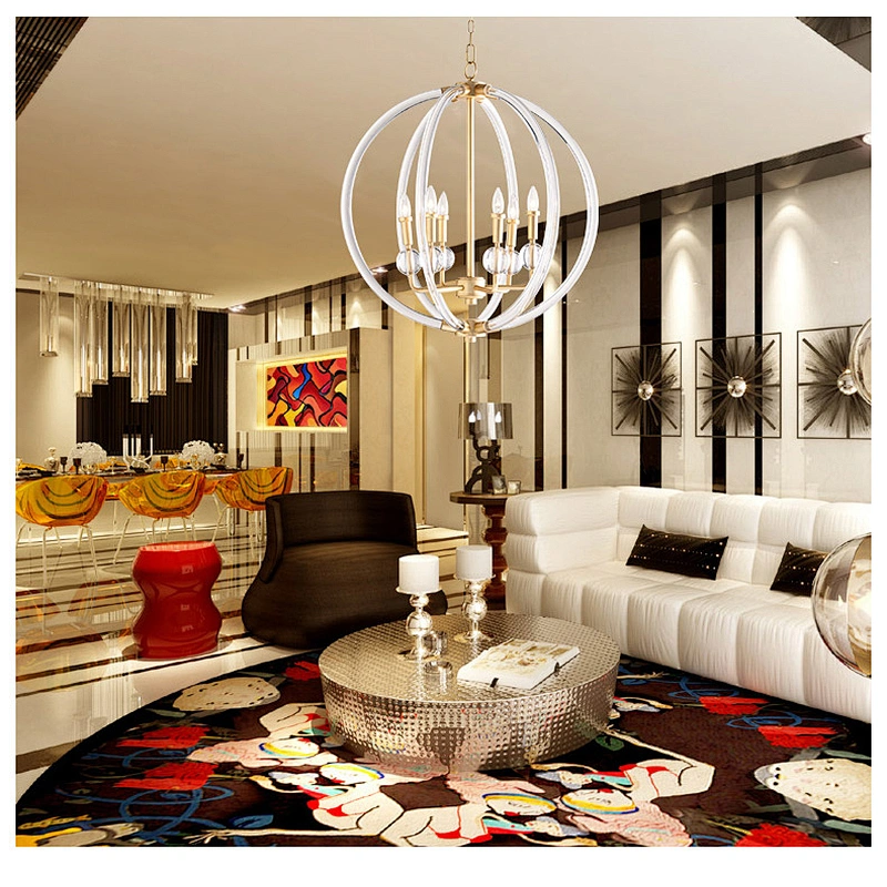 Simple living room crystal chandelier northern Europe luxury round dining room bedroom lamp modern study copper chandelier
