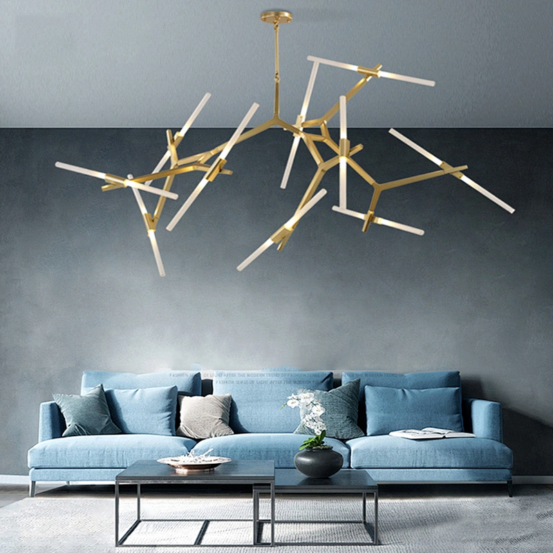 Home Decor Lighting Adjustable LED Pendant Lamp Chandelier Nordic Style Glass Tube Luxury Hanging Decorative Modern European 360