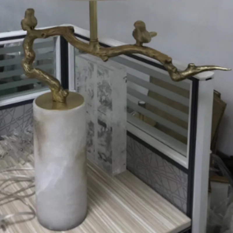 Creative Hotel Bedroom Solidl Brass Marble Bird Nightstand Table Lamp Modern Desk Lamps