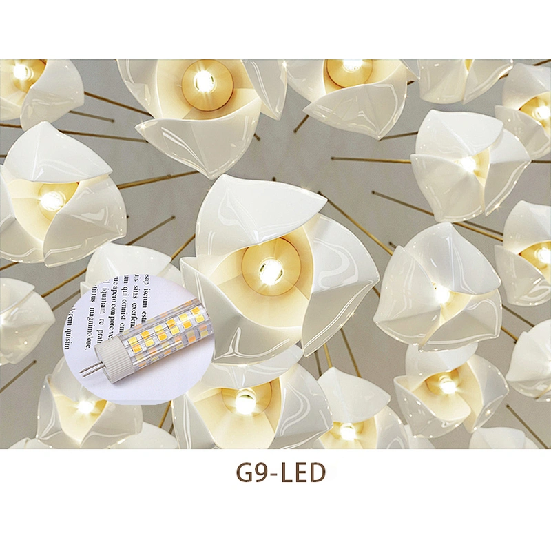 New ceramic magnolia stairwell chandelier designer Hotel lobby restaurant loft long chandeliers&pendant lights