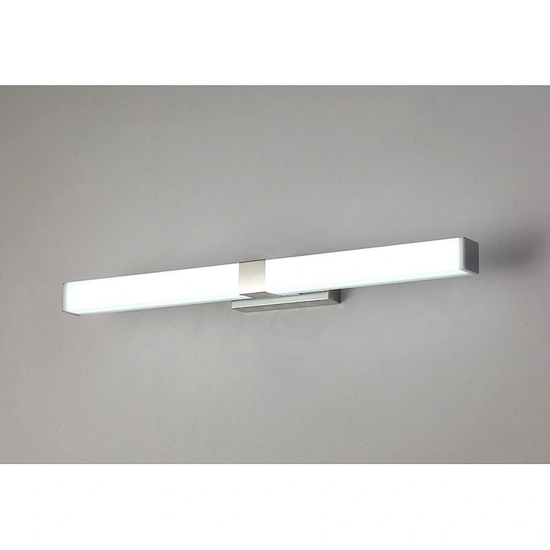 Simple chrome waterproof hotel decor stainless steel square mirror wall light custom hotel bathroom wall lights 12W/16W/24W IP47