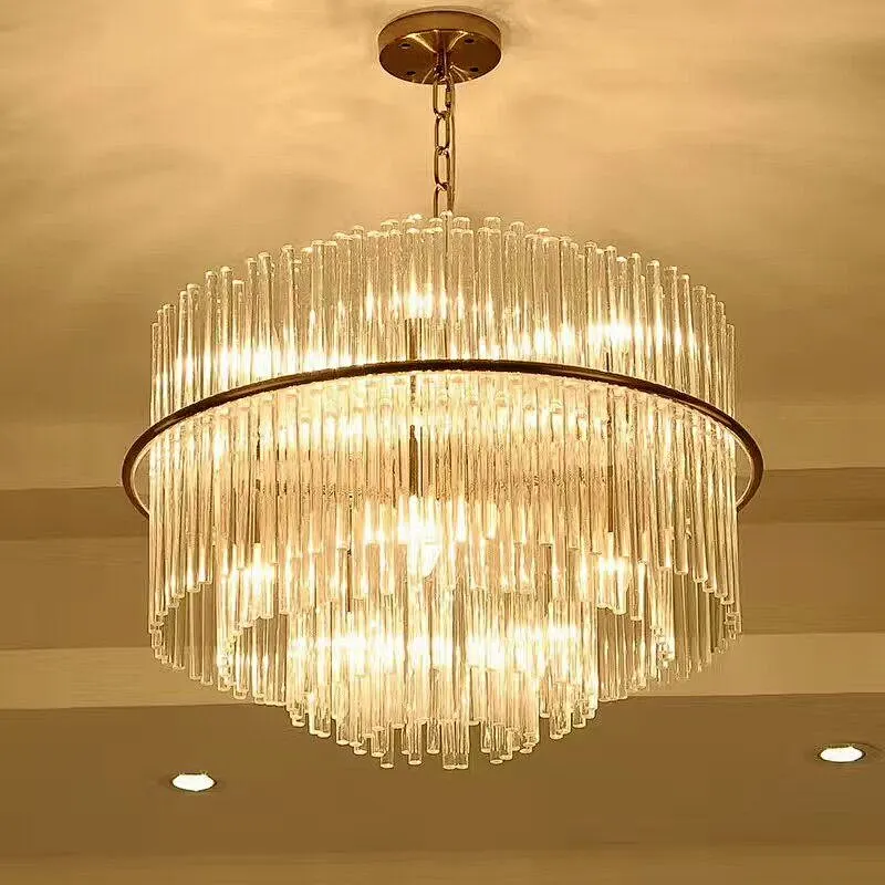 Modern crystal glass bar living room dining room bedroom round pendant lamp