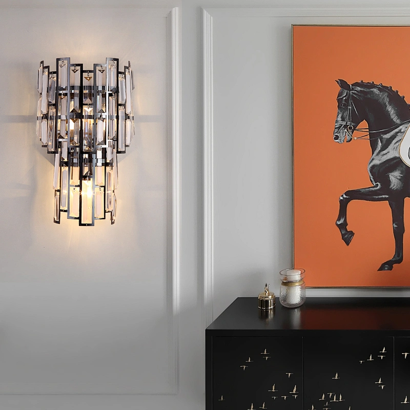 Postmodern Europe Garden Corridor Glass Crystal Luxury Bedside Wall Lamp
